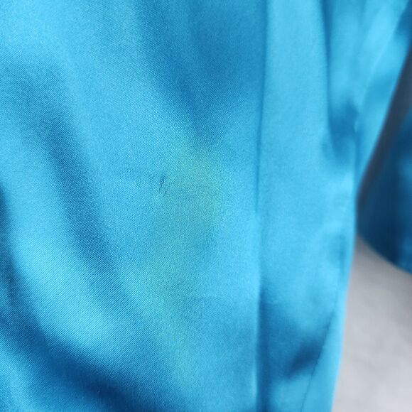 Vtg 100% Silk Satin Wrap Blouse Sz 4 Luxe Peck & Peck Long Sleeve Side Button - Picture 13 of 13